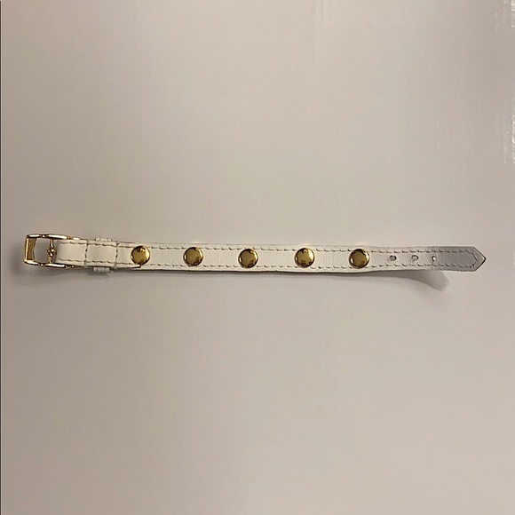CC Skye White Leather + Gold Studs Bracelet - Picture 6 of 9